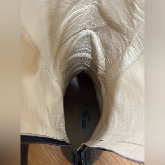 070. Jimmy Choo Black Snake Embossed Leather Heeled Boots - Picture 8 of 10